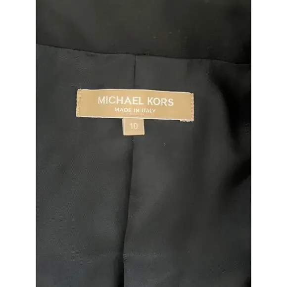 Michael Kors Virgin Wool Blend Double Breasted Blazer Black Size 10 - Picture 3 of 5
